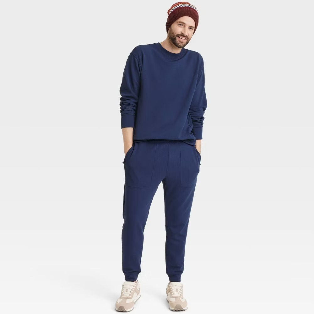 Men's Heavy Waffle Joggers - All In Motion Navy Blue Size XL